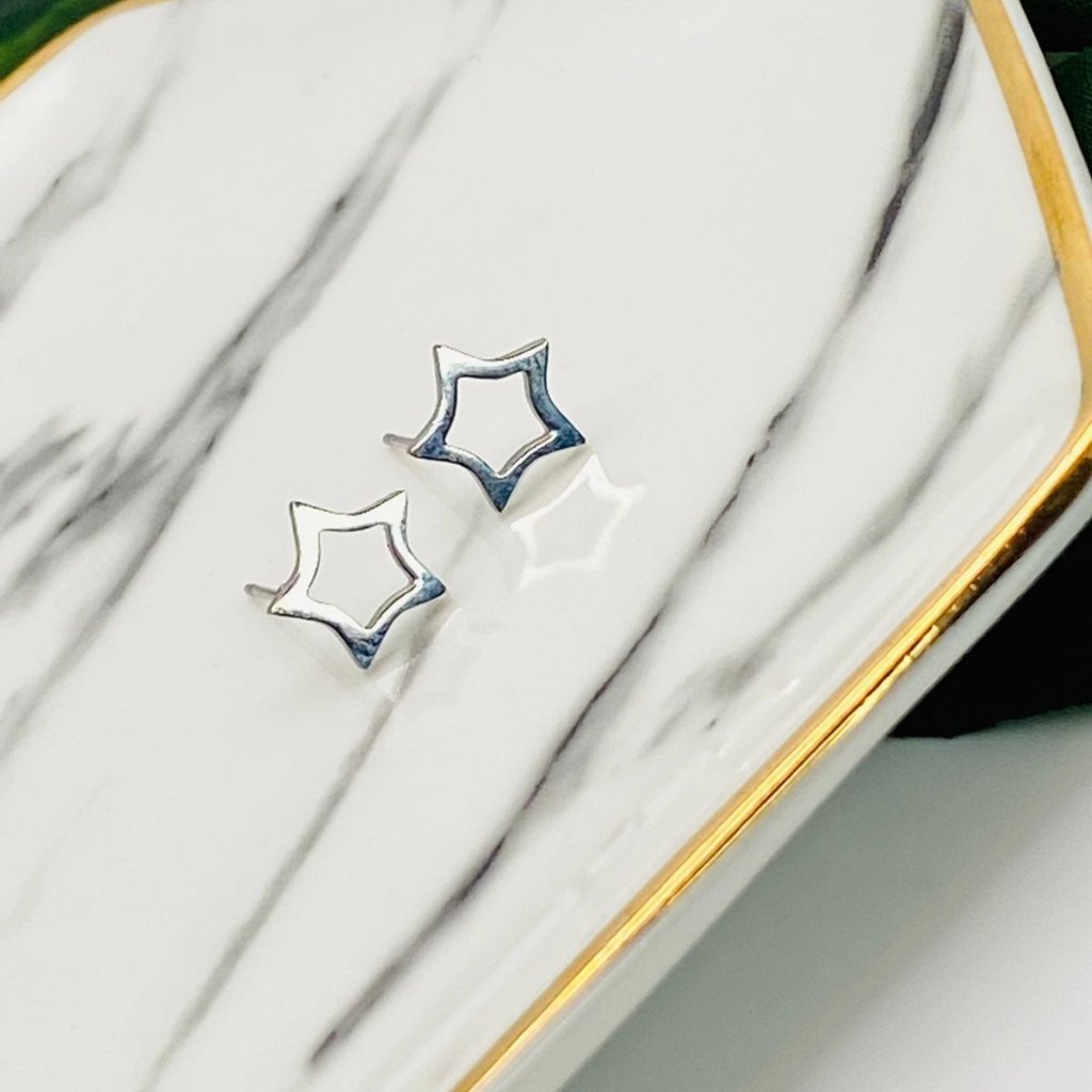 Tiny Silver Star Earrings